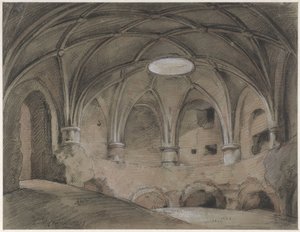 En del av Spanjaardshol på Vreeburg i Utrecht av Hendrik Willem Cramer