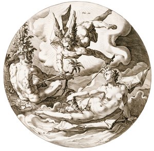 Dag III, The Separation of the Waters, från serien The Six Days of Creation, 1589 av Hendrik after Goltzius