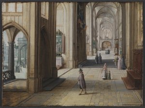 Interiör av en gotisk kyrka som ser österut av Hendrik van II Steenwijck