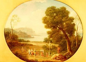 Bacchic Revelers Dancing by a Herm