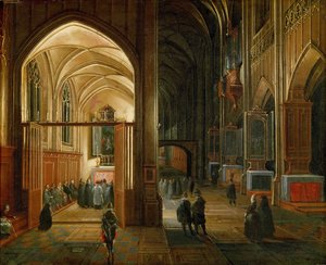 Kvällsgudstjänst i en gotisk kyrka - Hendrick van Steenwyck, den äldre (ca 1550-1603). Olja på koppar, ca. 1600. Mått: 20,8 x 26,3 cm. Konsthistoriska museet, Wien