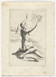 Knielende David Häfte med olika figurer designade av Fran. parmensis et konserverad i Arondelyna-samlingen, 1638 (serietitel) av Hendrik van der Borcht (II)