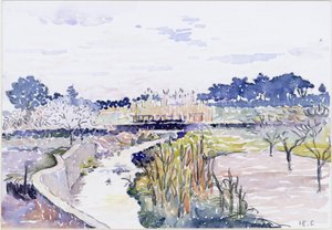 Trädgårdslandskap av Henri-Edmond Cross