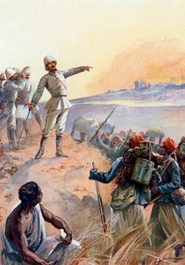 Fachoda-krisen: kapten Jean Baptiste Marchand (1863-1934) och hans senegalesiska Tirailleurs marscherar för Fachoda i Sudan för att göra det till ett franskt protektorat, juli 1898” (Fashoda-incident: Major Jean-Baptiste Marchand vandrar genom Afrika med o
