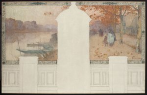 Skizze für das Rathaus von Asnières: Herbst, die Seine bei Asnières, ca. 1900
