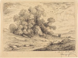 Trädgrupp med klippor av Henri-Joseph Harpignies