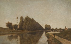 The Briare Canal (olja på duk) av Henri Joseph Harpignies