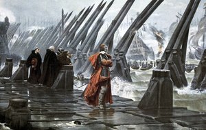 Kardinal Richelieu på havsväggen vid La Rochelle av Henri Paul (after) Motte