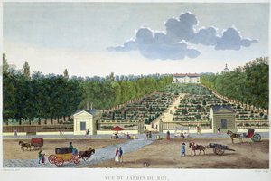 Utsikt över Jardin du Roi i Paris från bron Austerlitz, graverad av Claude Fortier (1775-1835) (färgstick) av Henri (after) Courvoisier Voisin