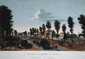 The Barriere du Maine, c.1815-20 (färggravyr) av Henri (after) Courvoisier Voisin