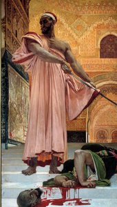 Avrättning utan rättegång under de moriska kungarna. Bödeln skär huvudet på den skyldige. Målning av Henri Regnault (1843-1871) 1870 sön. 3,02x1,46 m Paris, musee d