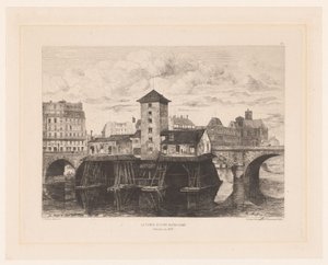 Utsikt över Pont Notre-Dame Pont Notre Dame-pumpen (titel på objekt) L