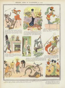 Hjältinnor från förr och nu. Illustration för Le Rire