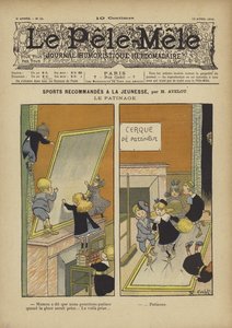 Sport rekommenderas för ungdomar. Skridskoåkning. Illustration för Le Pele-Mele, 1902