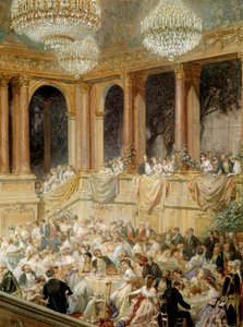 Mottagning ger till tuilerierna av Napoleon III. Akvarell av Henri Baron (1816-1885)