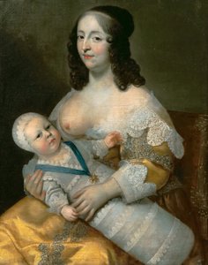 Ludvig XIV som spädbarn med sin sjuksköterska Longuet de La Giraudière
