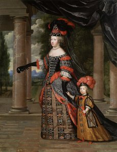 Maria Theresia av Spanien med sin son Dauphinen, Ludvig av Frankrike