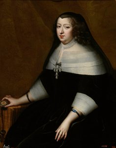 Porträtt av Anne av Österrike (Österrike) (1601-1666) - av Henri Beaubrun (1603-1677), ca 1659 - Olja på duk