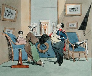 "Jag har blivit oerhört mäktig... Sir är mycket stolt över sin uniform", karikatyr till "Vues de Paris, Esquisses morales et philosophiques" av Francois Seraphin Delpech (1778-1825) tidigt 1800-tal (färglitografi).