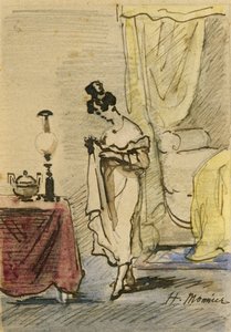 Ung dam hemma (bläck och wc på papper) 2: Ung dam hemma; Integritet; av Henri Bonaventure Monnier