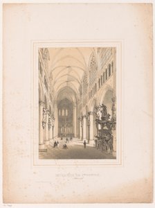 Interiör av katedralen Saint Michael och Saint Gudula i Bryssel Interiör de Ste. Gudule, a Bruxelles (titel på objekt)