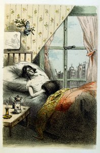 Illustration av Henri Boutet, för "Francines muff" (Le Manchon de Francine) av Louis-Henri Murger, även känd som Henri Murger; (1822-1861), fransk romanförfattare och poet.