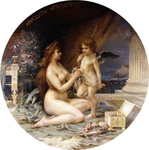 Afrodite och Eros (olja på duk) av Henri-Camille Danger