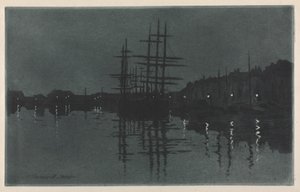 Effekten av månen vid Dieppe, ca. 1885. av Henri Charles Guérard