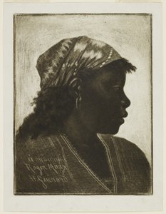 Head of Negress, ca 1888 (mezzotint) av Henri Charles Guérard