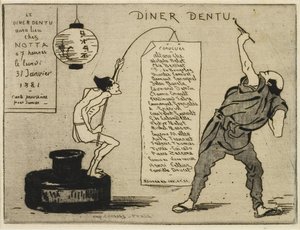 Japanska på bläckstativ, 1881 (etsning, torrnål)
