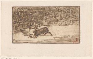 Tjurfäktare på en arena av Henri Charles Guérard
