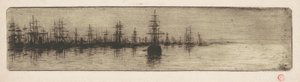 Tall Ships i en hamn av Henri Charles Guérard