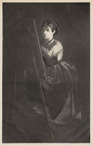 Ung kvinna vid ett staffli av Henri Charles Guérard