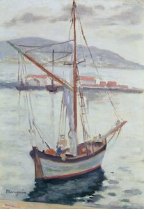 Yachts at Saint Tropez (olja på duk) av Henri Charles Manguin