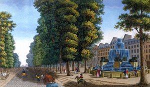 Fontän, Boulevard Saint-Martin, ca 1810-1820 (gravyr) av Henri Courvoisier-Voisin