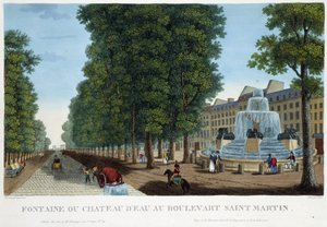 Fontän eller vattenslott i Bd St Martin - i "" Vues de Paris"" av Courvoisier av Henri Courvoisier-Voisin