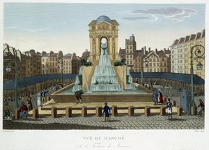 The Fountain of the Innocents, cirka 1820 - i ""Views of Paris"" av Courvoisier 1827 av Henri Courvoisier-Voisin