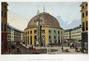 Utsidan av Halle au Blé - i "" Views of Paris" av Courvoisier av Henri Courvoisier-Voisin