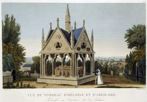 Héloïses och Abelards grav i Père Lachaise, ca. 1820 - i ""Views of Paris"" av Courvoisier