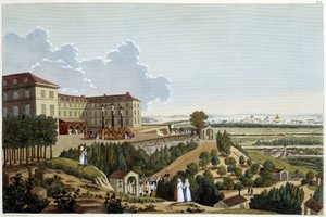 Utsikt över Golgata, under festligheterna i Ste Croix, i Suresnes - i "" Vues de Paris" av Courvoisier av Henri Courvoisier-Voisin