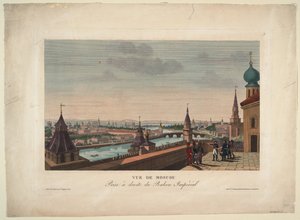 Utsikt över Moskva, tagen från balkongen på det kejserliga palatset, 1812 av Henri Courvoisier-Voisin