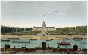 Utsikt över Champ de Mars och Hôtel des Invalides tagen på andra sidan Seine (Cours la Reine) - i "" Vues de Paris"" av Courvoisier av Henri Courvoisier-Voisin
