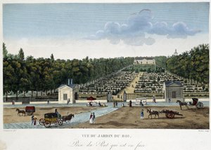Utsikt över Jardin du Roi (växternas trädgård) tagen från bron mittemot - i "" Views of Paris"" av Courvoisier av Henri Courvoisier-Voisin