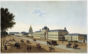 Utsikt över Militärskolan på Champs de Mars-sidan, cirka 1820 - i "" Vues de Paris" av Courvoisier