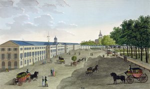 Utsikt över det nya galleriet för naturhistoriska museet vid Jardin des Plantes i Paris, graverad av Claude Fortier (1775-1835) (färgstick) av Henri Courvoisier-Voisin