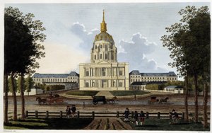 Utsikt över kyrkan Royal Hotel des Invalides - i "" Vues de Paris"" av Courvoisier