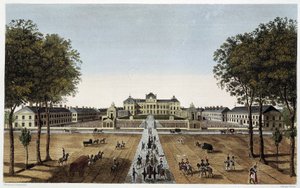Utsikt över Royal Military School, utsikt från Avenue Vaugirard, ca. 1820 - i ""Views of Paris"" av Courvoisier