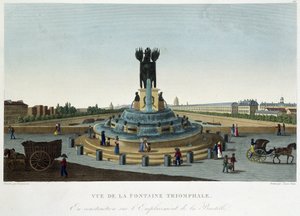 Utsikt över triumffontänen vid Bastiljen - i "" Views of Paris"" av Courvoisier av Henri Courvoisier-Voisin