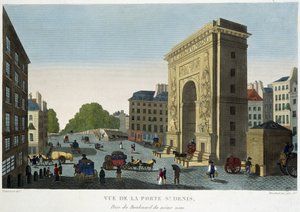 Utsikt över Porte de Saint-Denis - i "" Views of Paris"" av Courvoisier