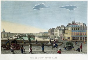 Utsikt över Notre-Dame-bron - i "" Views of Paris"" av Courvoisier